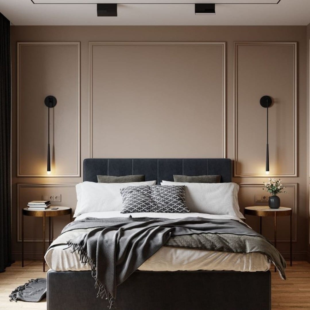 4. Contemporary Gray and Walnut Bedroom Decor - bedroom ideas