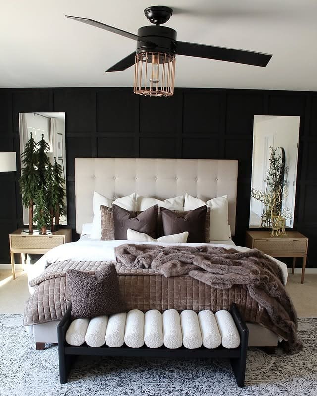 6. Black Accent Wall Bedroom Design Idea - bedroom ideas