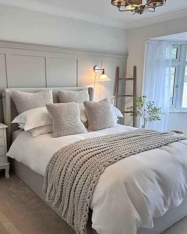 12. Soft Gray and White Cottage Bedroom Decor - bedroom ideas
