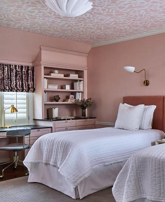 2. Dusty Pink Classic Bedroom Design - retro bedroom ideas
