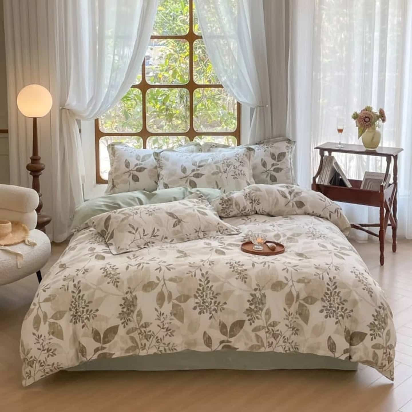 8. Neutral Botanical Bedroom Inspiration - retro bedroom ideas