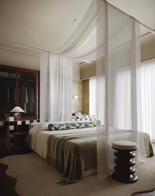17. Sheer White Canopy Bedroom Design - retro bedroom ideas