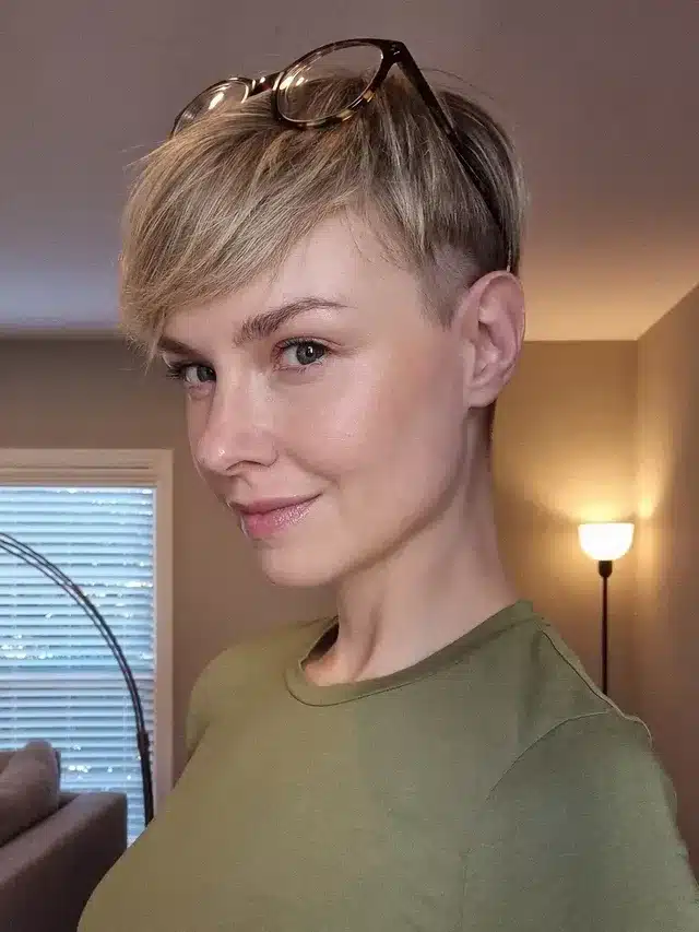 1. Soft Blonde Undercut Pixie with Side Bangs - Pixie Hairstyles With Bangs