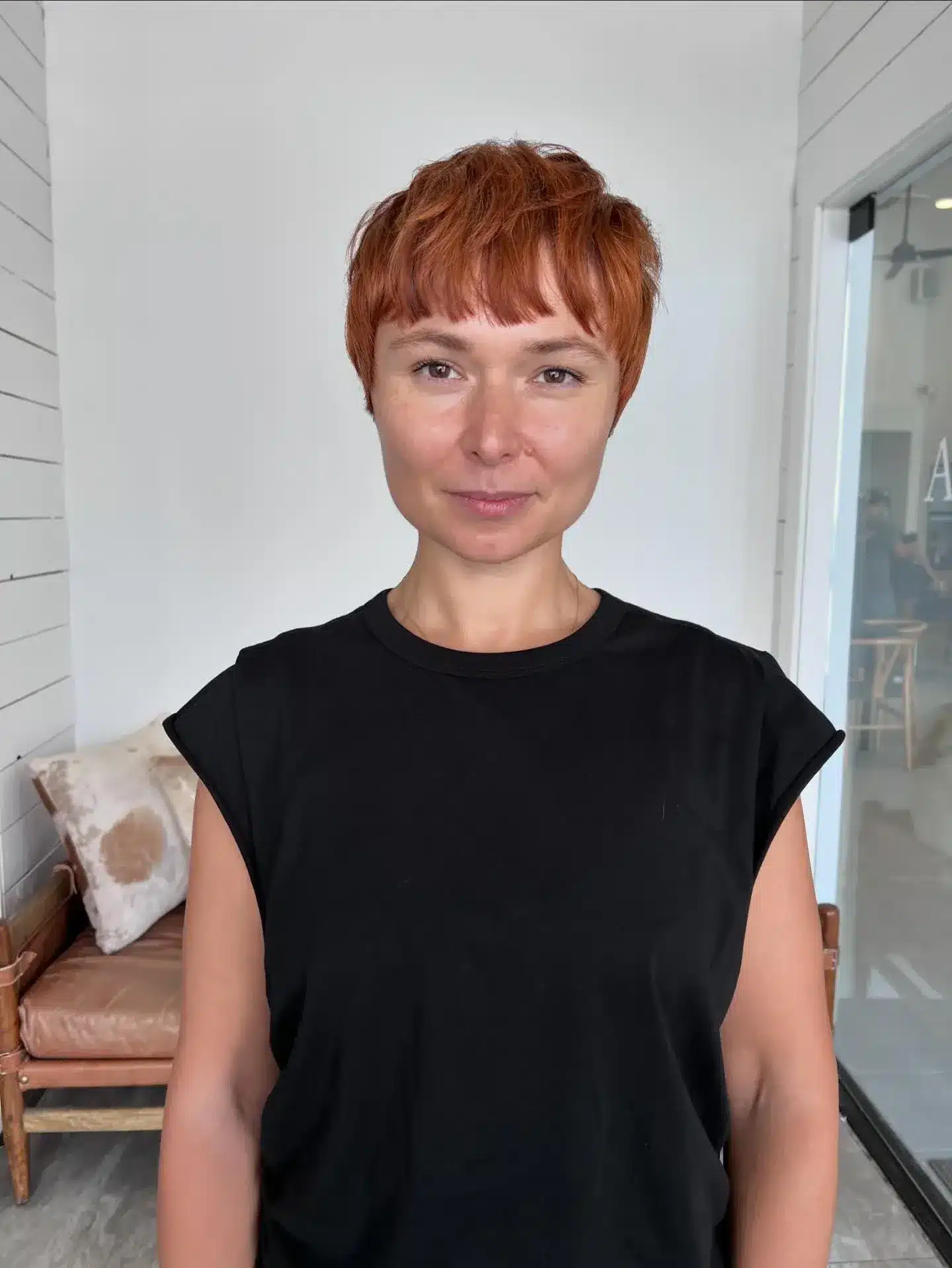 5. Copper French Pixie with Short Bangs - Pixie Hairstyles With Bangs