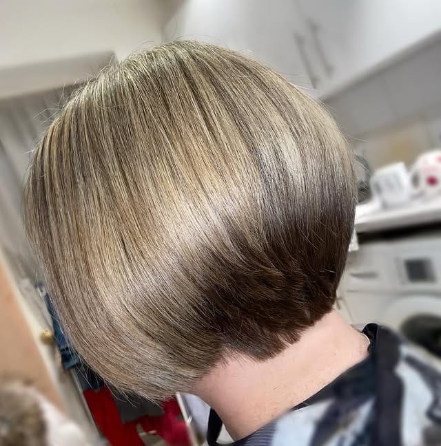 2. Ash Blonde Precision Tapered Bob - Short Tapered Haircut
