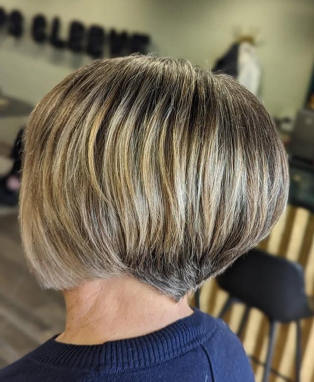 6. Dimensional Blonde Stacked Bob - Short Tapered Haircut