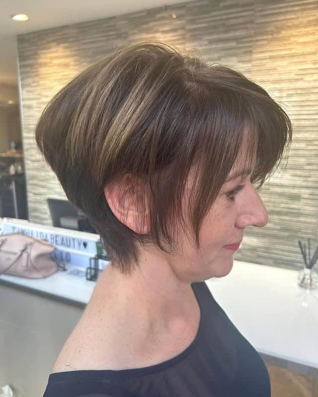 12. Mocha Brown Layered Tapered Bob - Short Tapered Haircut