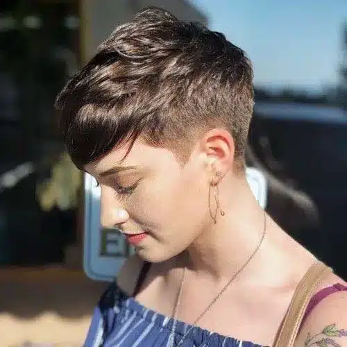 18. Chocolate Brown Undercut Pixie - Short Tapered Haircut