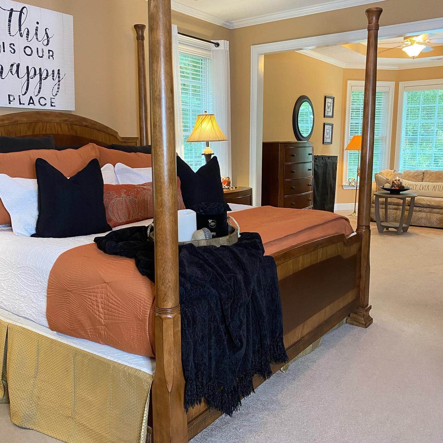 5. Burnt Orange and Black Classic Bedroom - burnt orange bedroom ideas