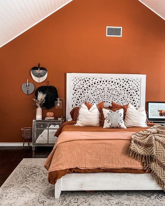 7. Southwestern Burnt Orange Bedroom Design - burnt orange bedroom ideas