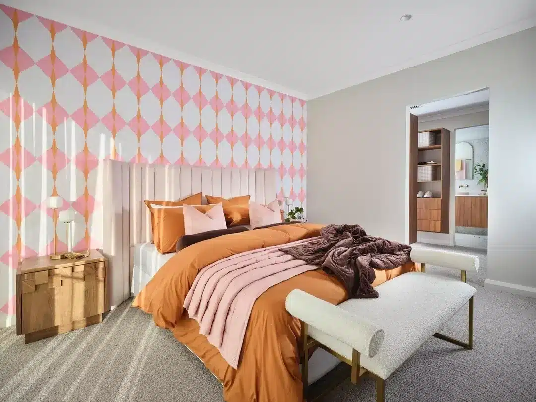 15. Burnt Orange and Blush Glam Bedroom - burnt orange bedroom ideas