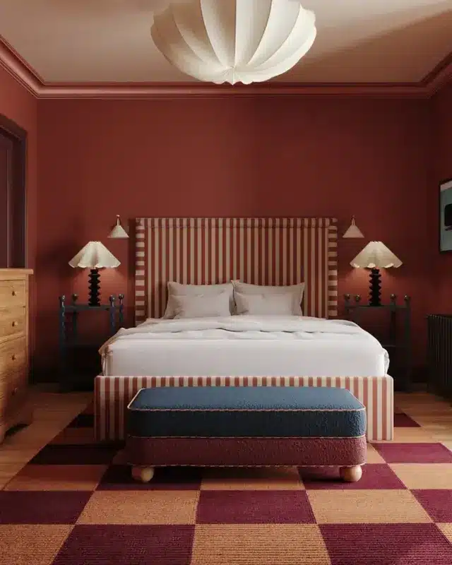 20. Deep Burnt Orange Vintage Bedroom - burnt orange bedroom ideas