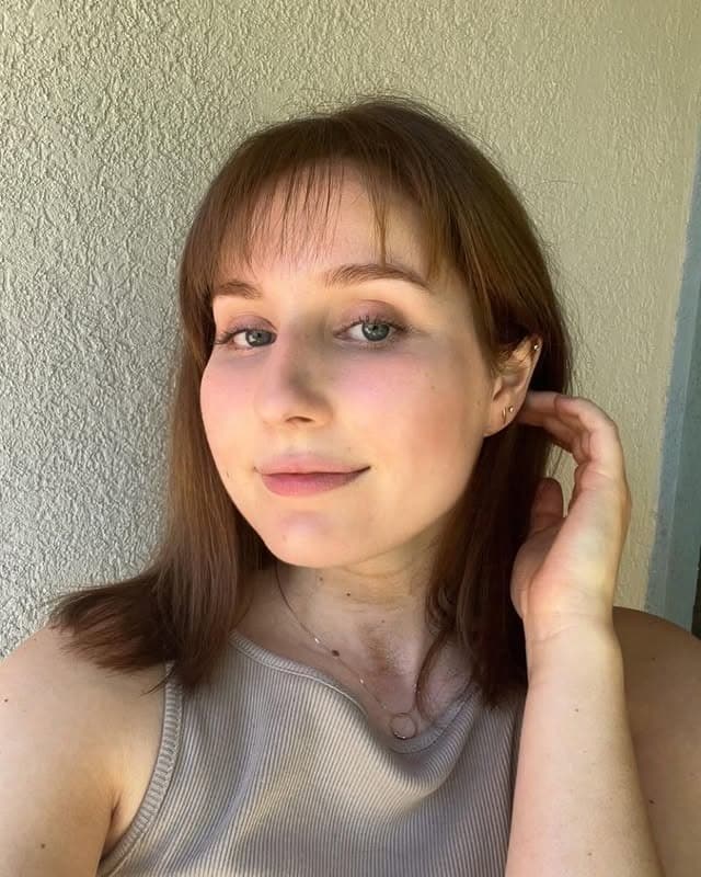 11. Chestnut Brown Blunt Lob with Wispy Micro Bangs - Medium Wispy Haircuts