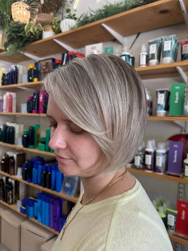 4. Ash Blonde Angled Wispy Bob - Short Wispy Bob Haircuts