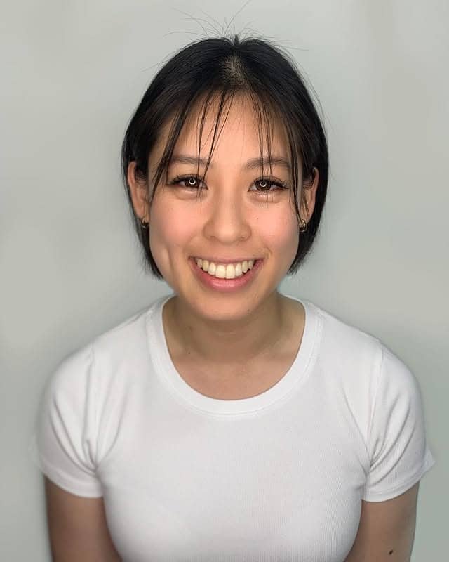 5. Soft Black Micro Bob with Wispy Bangs - Short Wispy Bob Haircuts