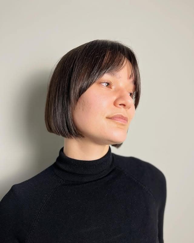 10. Precision Espresso Chin-Length Bob - Short Wispy Bob Haircuts