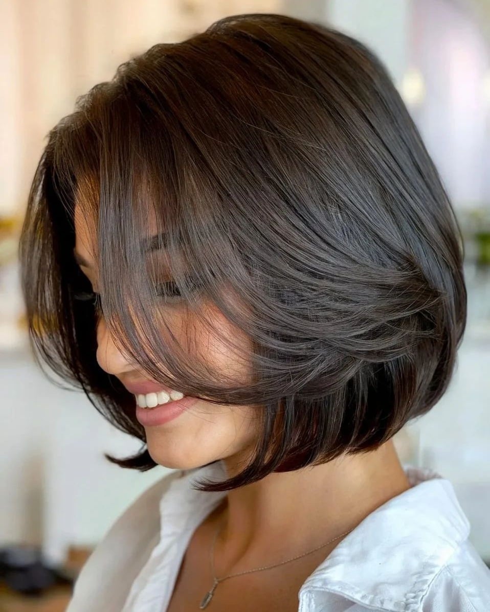 12. Soft Mocha Wispy Bob - Short Wispy Bob Haircuts