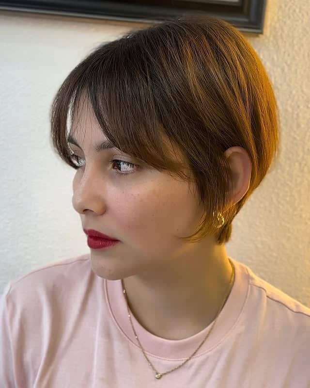 14. Short Chestnut French Bob with Wispy Fringe - Short Wispy Bob Haircuts