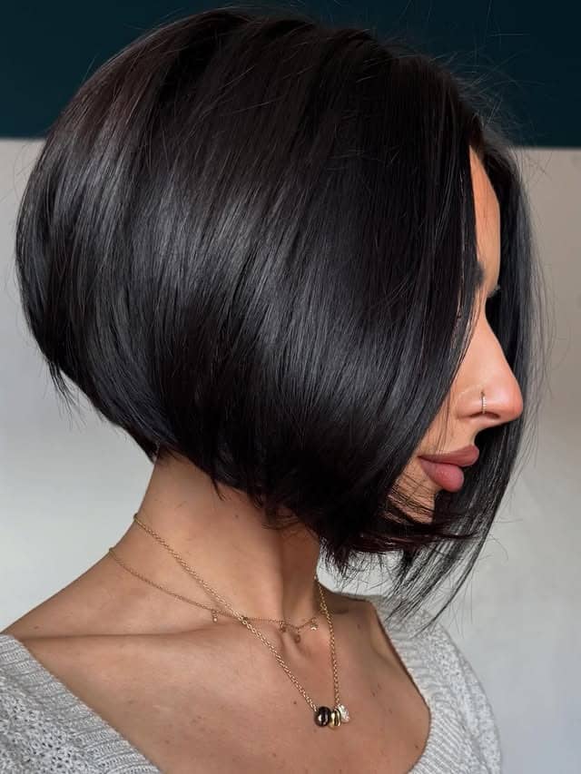 17. Jet Black Precision Bob - Short Wispy Bob Haircuts