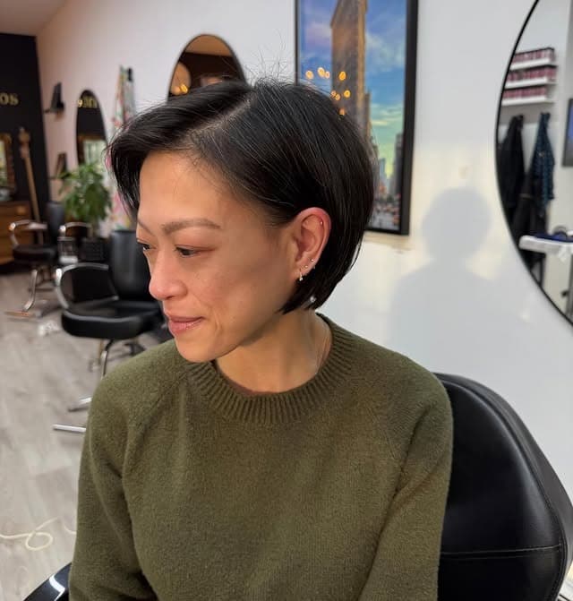 19. Side-Parted Espresso Sleek Bob - Short Wispy Bob Haircuts