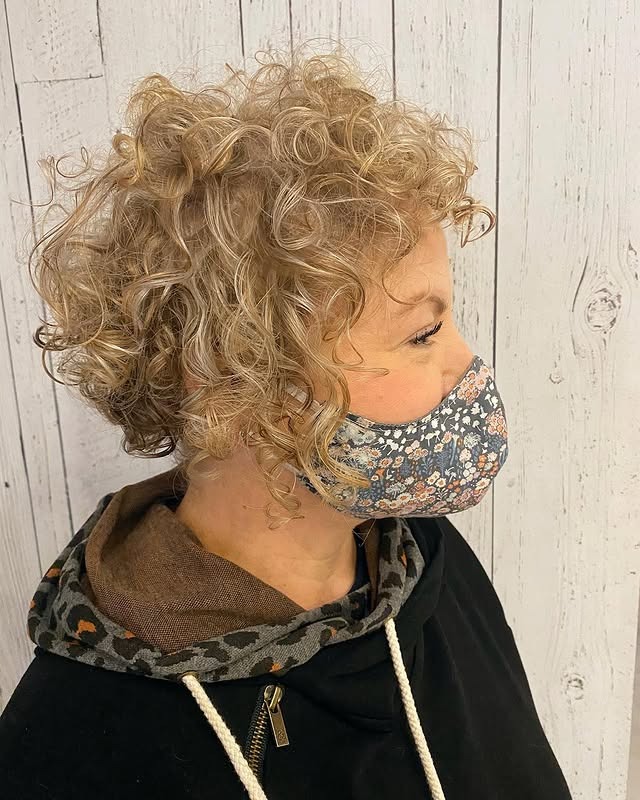 2. Golden Blonde Curly Pixie Bob - Curly Pixie Hairstyles