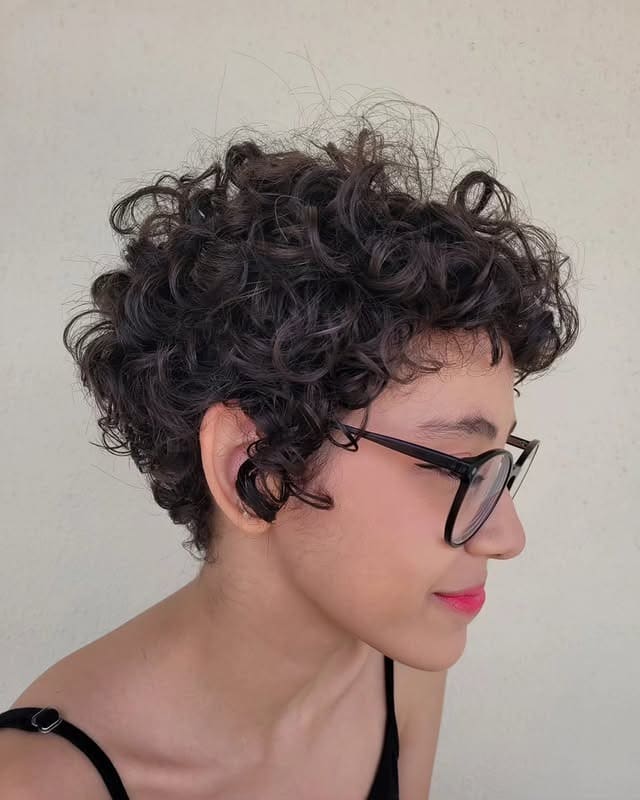 4. Soft Black Textured Curly Pixie - Curly Pixie Hairstyles