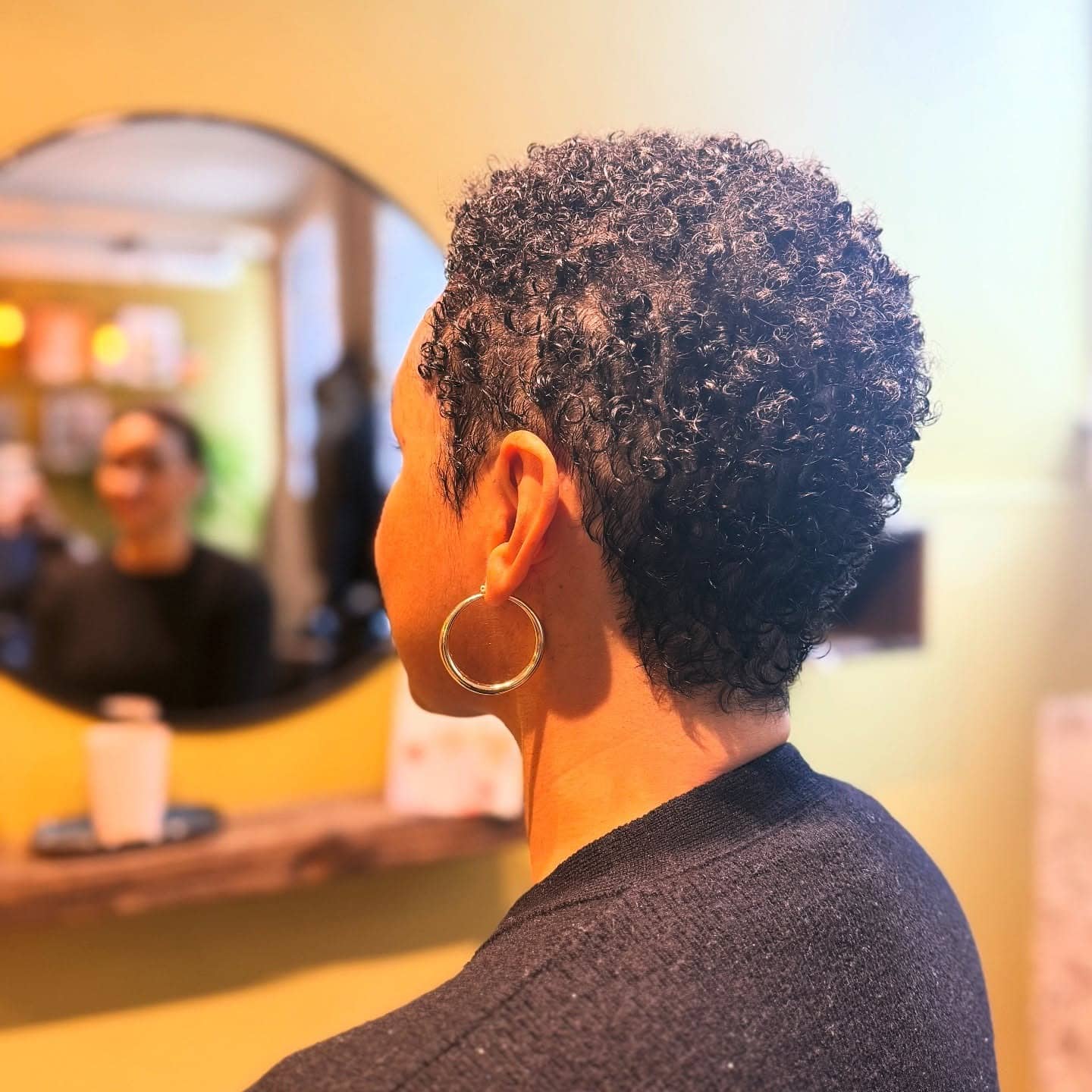 6. Natural Black Curly Pixie Fade - Curly Pixie Hairstyles