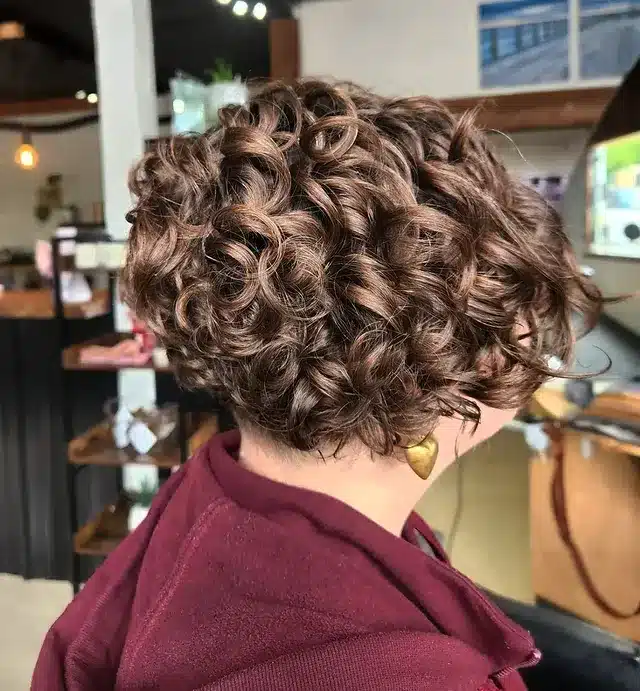 14. Chestnut Brown Curly Pixie Bob - Curly Pixie Hairstyles