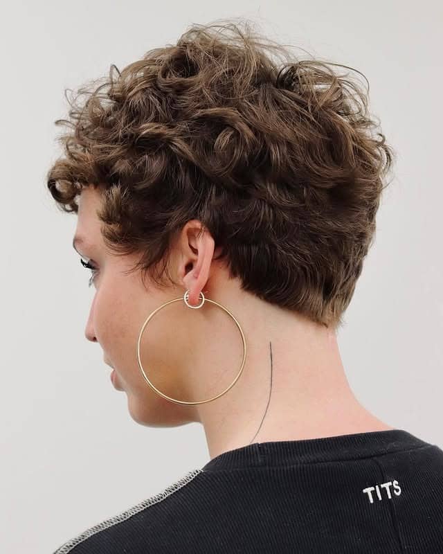 17. Mocha Brown Textured Curly Pixie - Curly Pixie Hairstyles