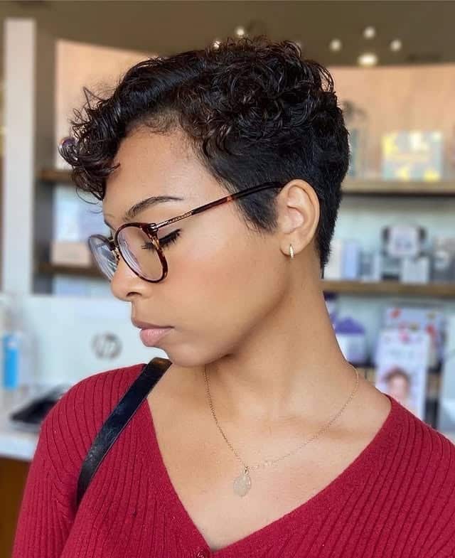19. Rich Brunette Curly Pixie with Volume - Curly Pixie Hairstyles