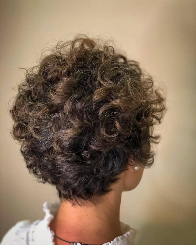 20. Cocoa Brown Layered Curly Pixie - Curly Pixie Hairstyles