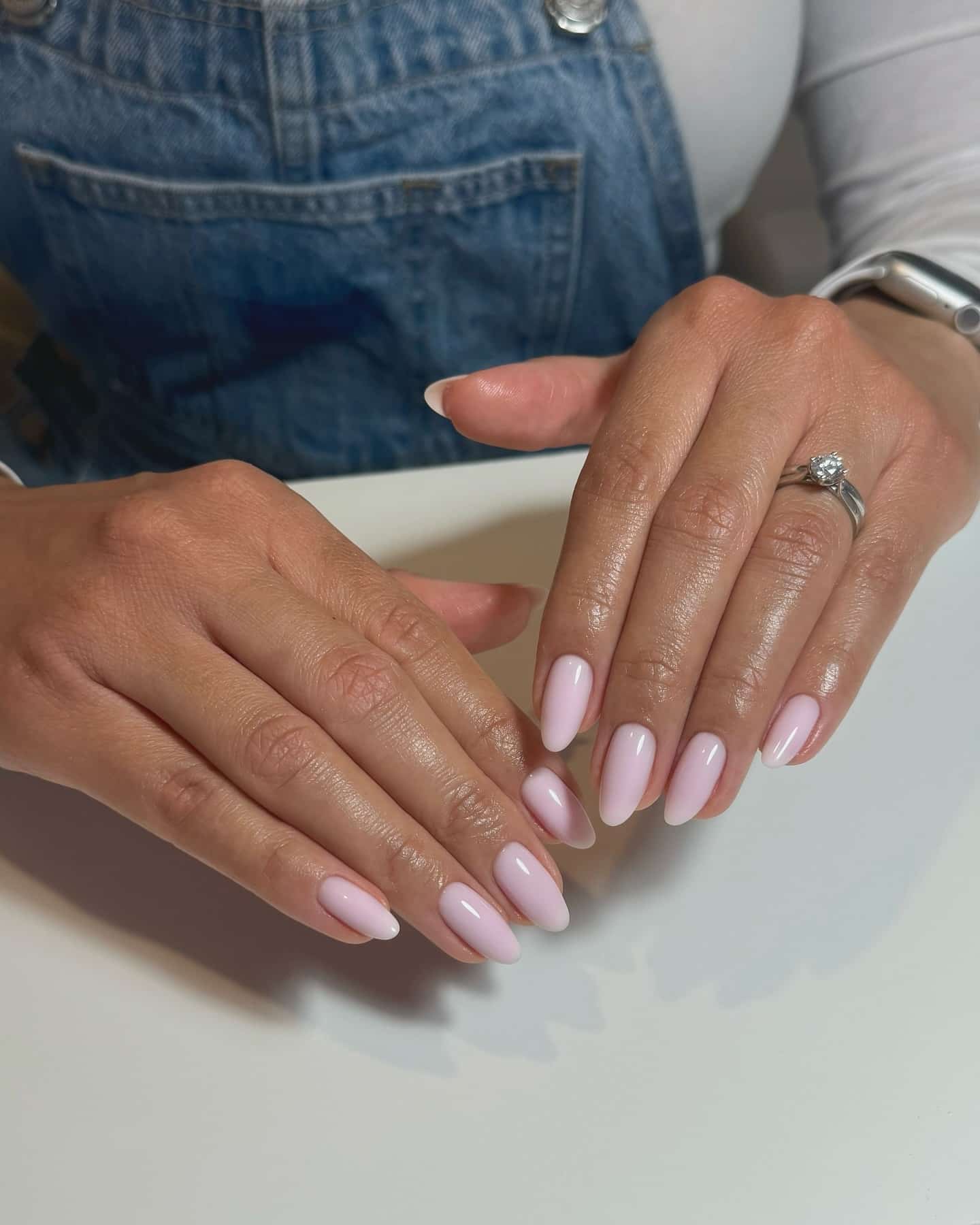 6. Milky Pink Minimalist Almond Nails - almond nail ideas