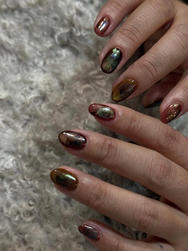 10. Smoky Marble Aura Nails - office nail ideas