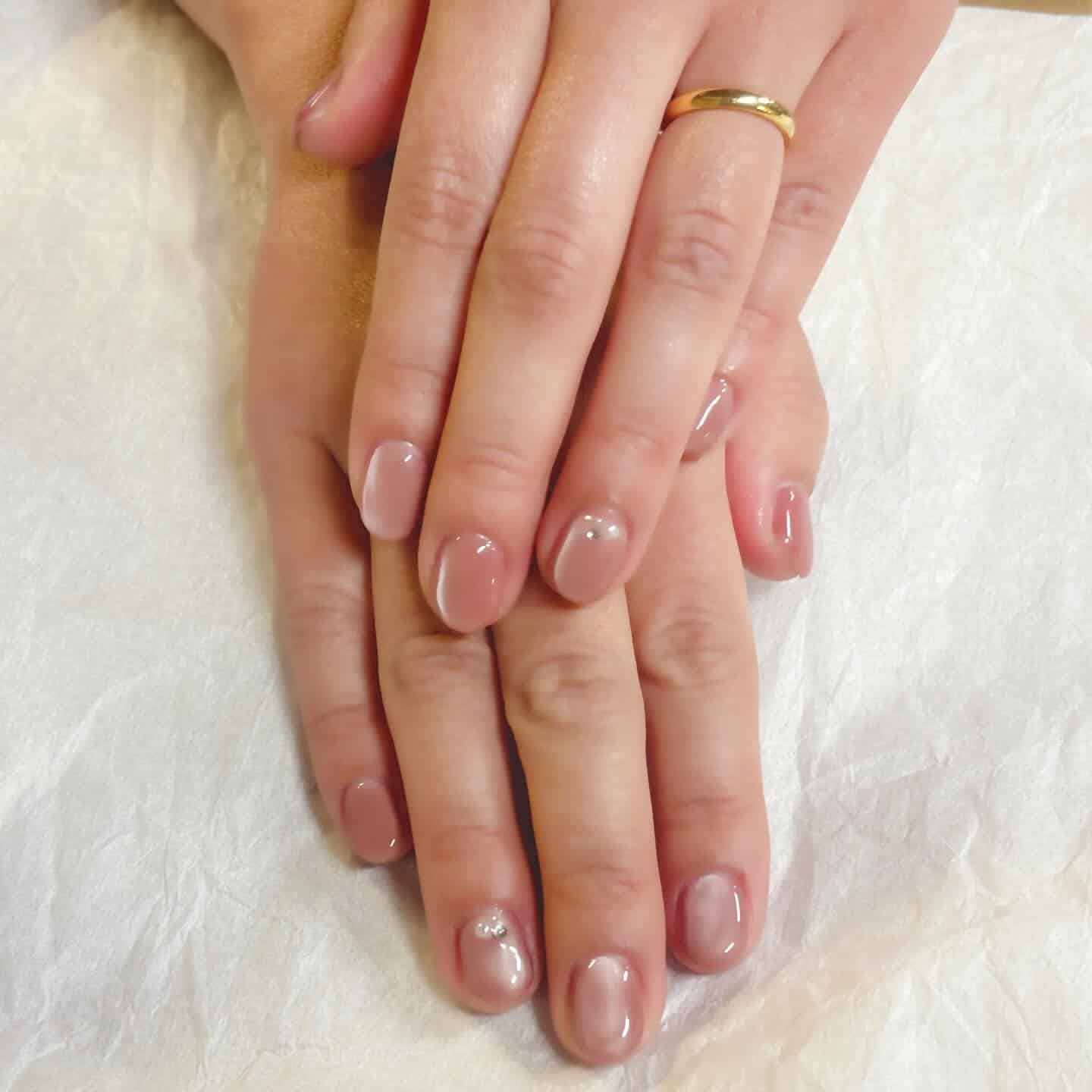 15. Milky Beige Minimalist Nails - office nail ideas