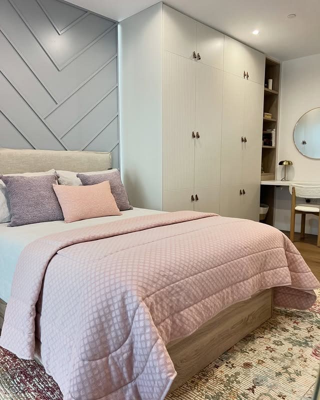 2. Soft Gray and Blush Modern Teen Bedroom - teen bedroom ideas