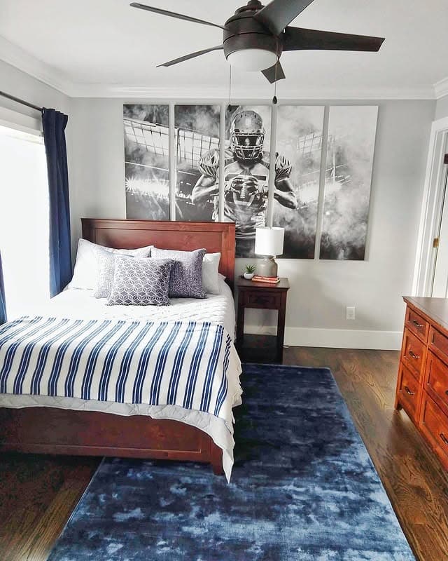 3. Navy Blue Sports-Themed Teen Bedroom - teen bedroom ideas