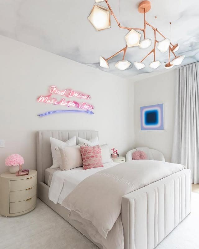9. Feminine White and Pink Glam Teen Bedroom - teen bedroom ideas