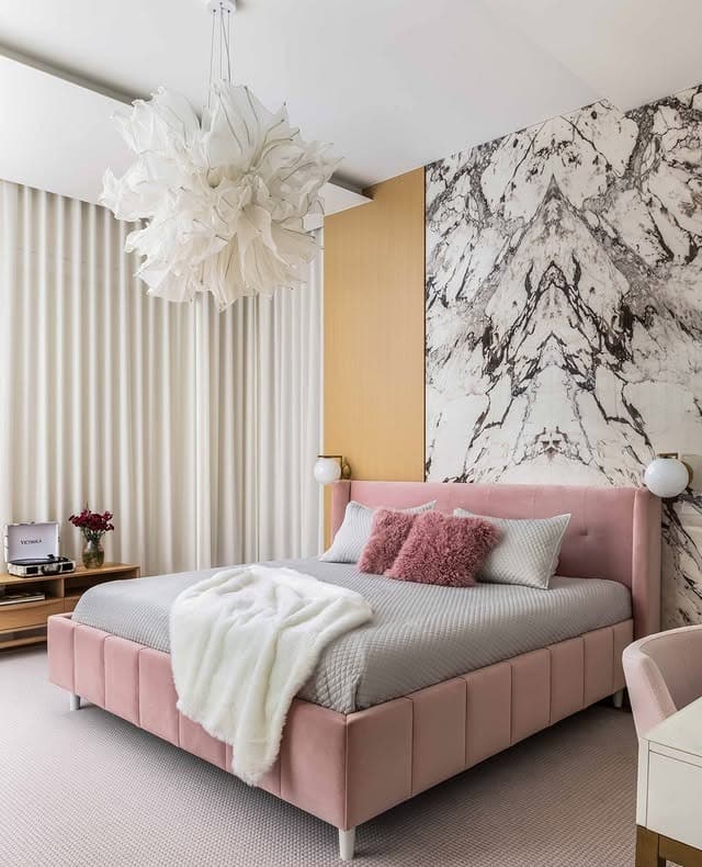 11. Blush Pink and Marble Glam Teen Bedroom - teen bedroom ideas
