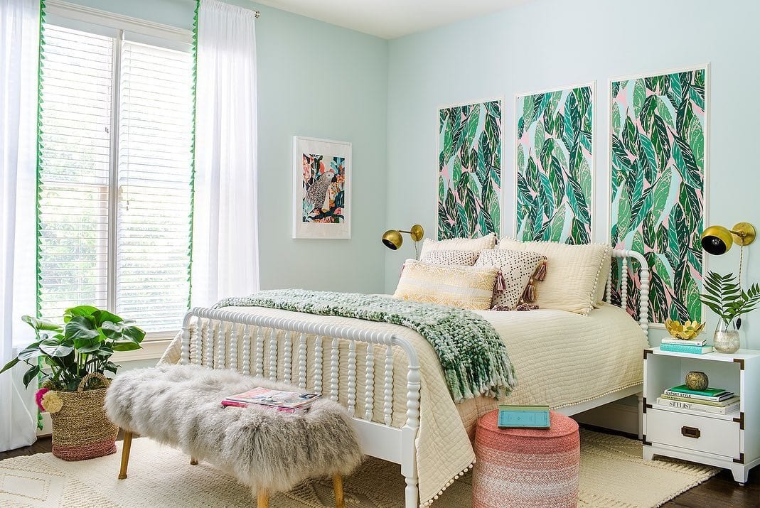 12. Mint Green Tropical Teen Bedroom Design - teen bedroom ideas