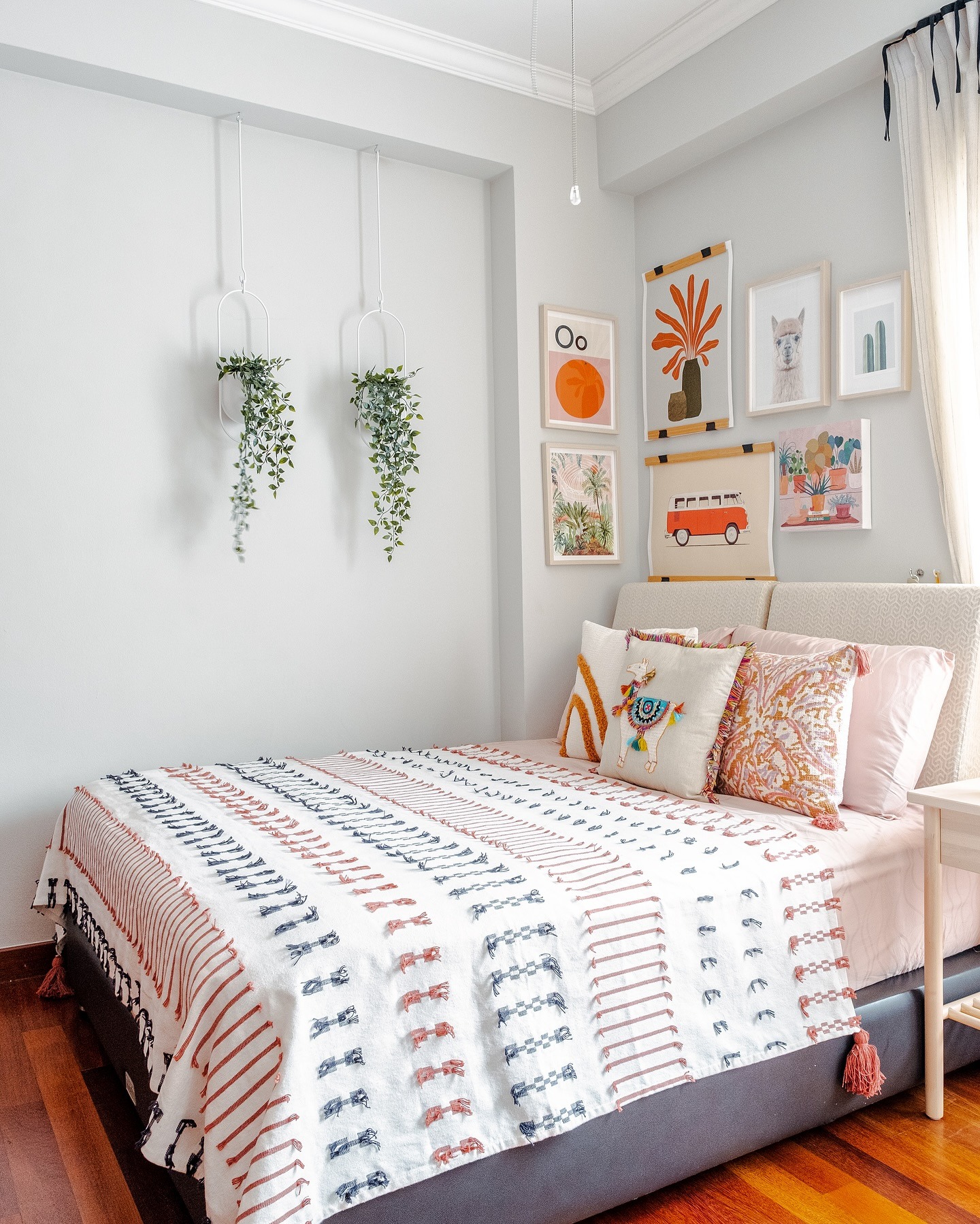 17. Boho Neutral and Coral Teen Bedroom - teen bedroom ideas