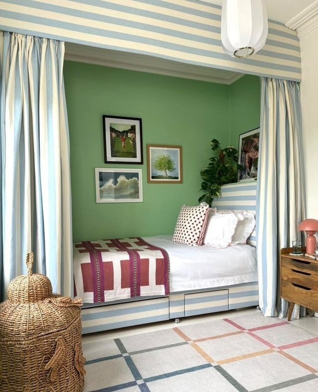 20. Green and Blue Cottage Teen Bedroom Nook - teen bedroom ideas