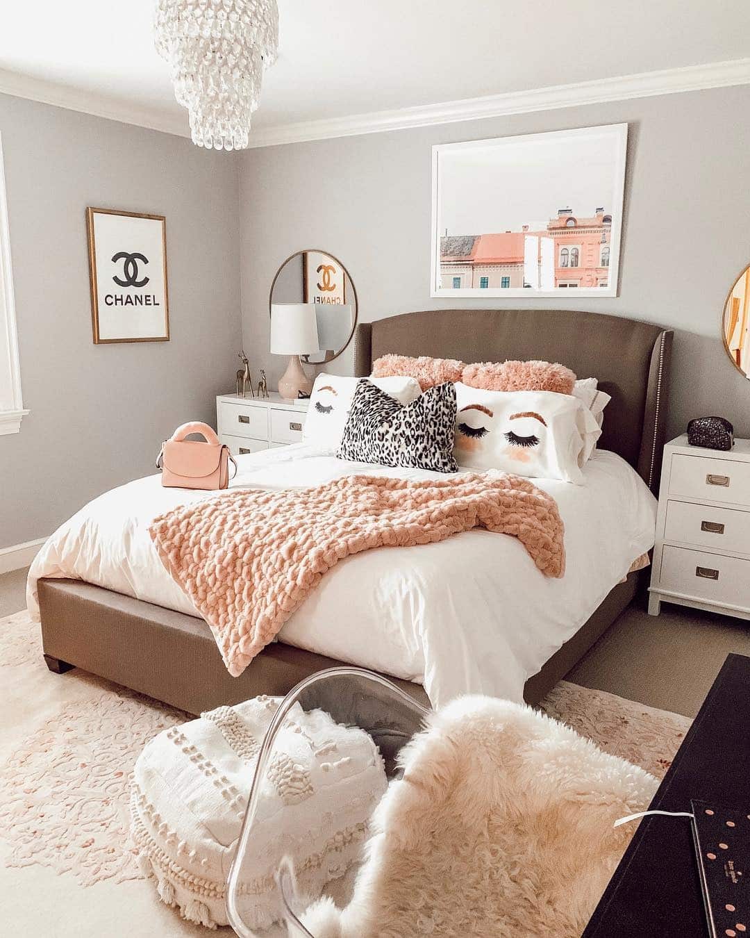 21. Blush Pink and Gray Glam Teen Bedroom - teen bedroom ideas