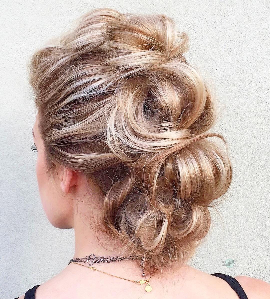 10. Romantic Blonde Textured Updo - Tousled Hairstyles