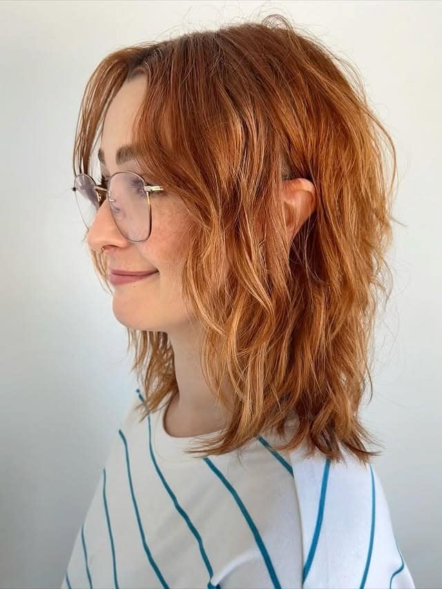 8. Copper Auburn Relaxed Layered Shag - Medium Layered Shag
