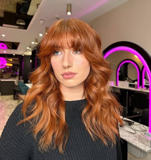 11. Cinnamon Copper Wavy Medium Shag - Medium Layered Shag