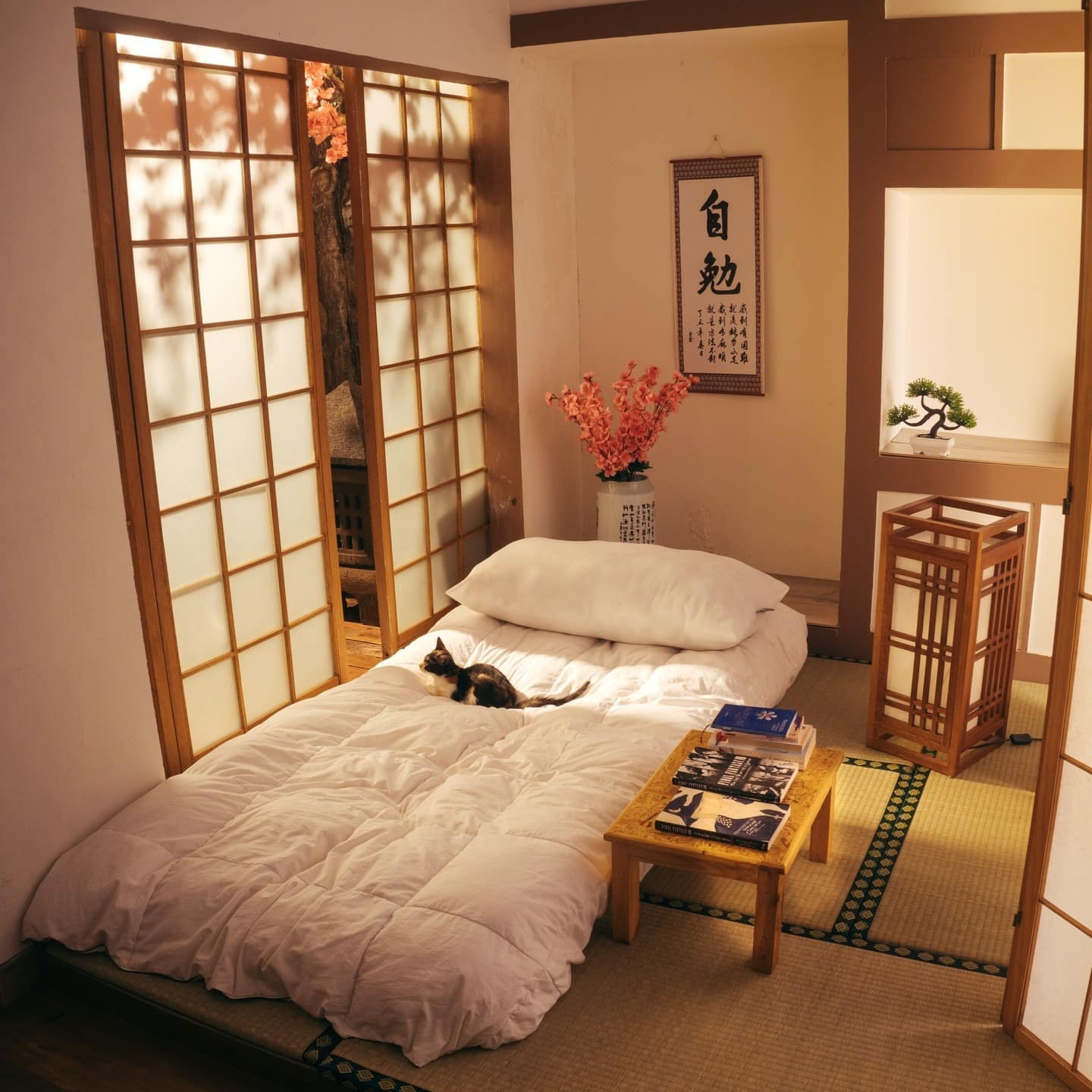 20. Cozy Tatami Japanese Bedroom with Soft Cream Decor - japanese bedroom ideas