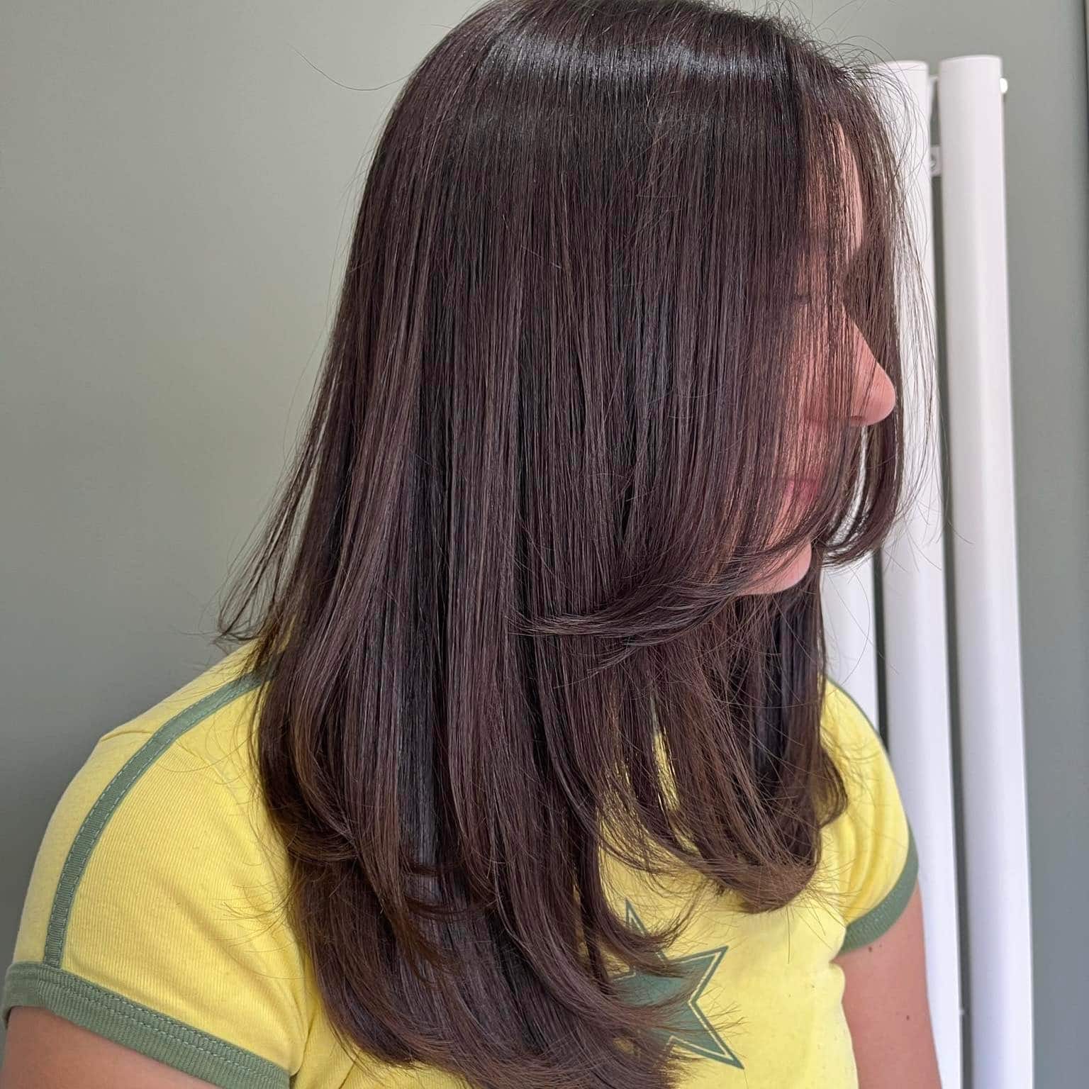 5. Face-Framing Feather Layers with Espresso Brown Hair - Feather Haircut