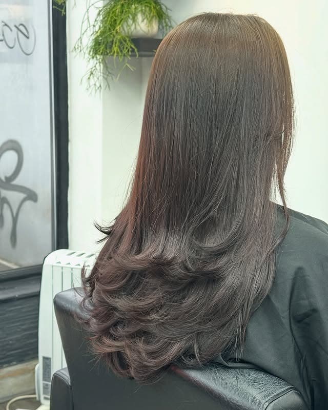 14. Layered Feather Haircut with Dark Espresso Brown Hair - Feather Haircut
