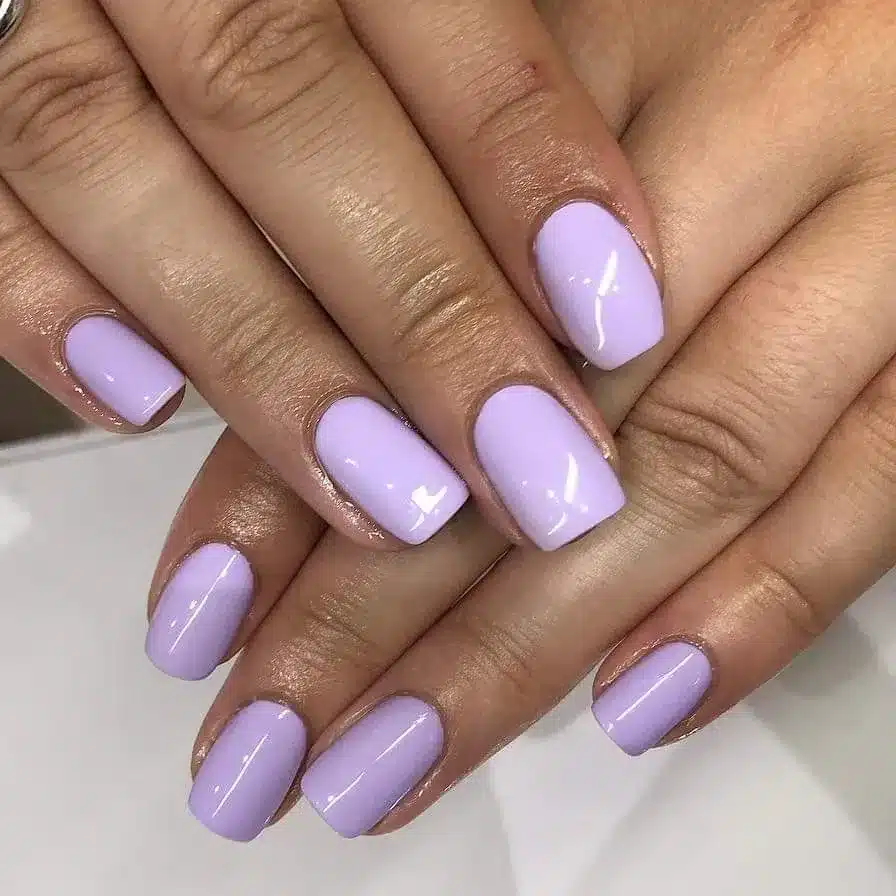 1. Soft Lilac Gloss Square Nails - purple nail ideas