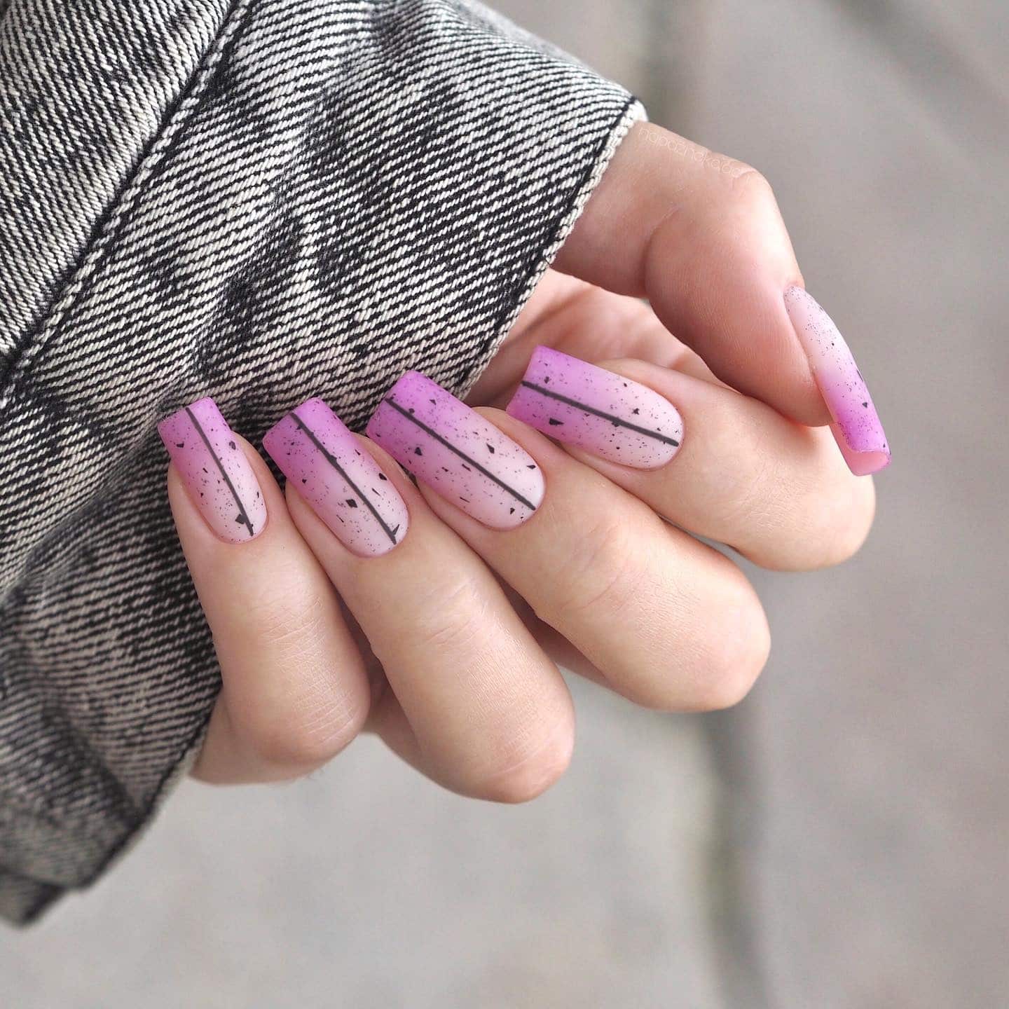 5. Pink Lavender Ombre Graphic Nails - purple nail ideas